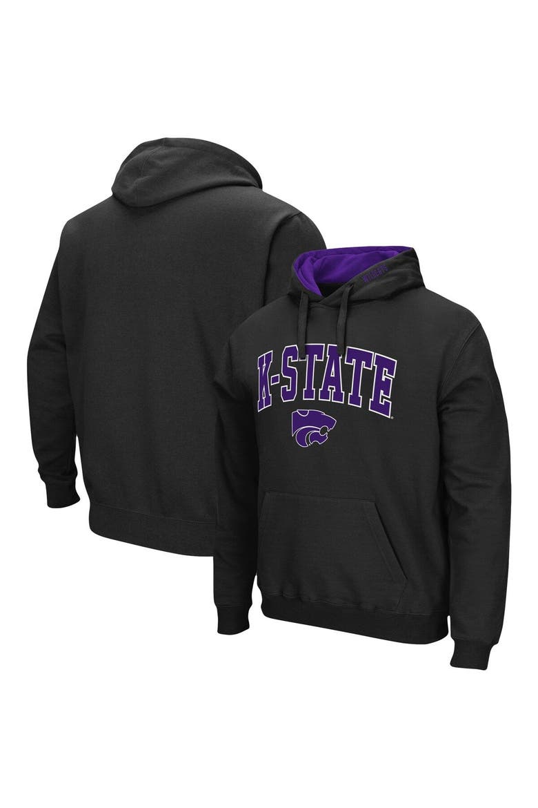 Men's Colosseum Black Kansas State Wildcats Arch & Logo 3.0 Pullover Hoodie, Main, color, Black
