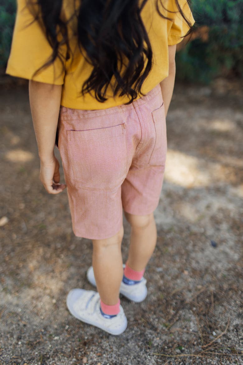 Kids’ Jules Organic Cotton Chambray Shorts, Alternate, color, Orange Chambray