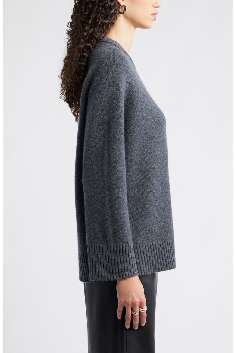 Crewneck Wool & Cashmere Sweater, Alternate, color, GREY DARK CHARCOAL HEATHER