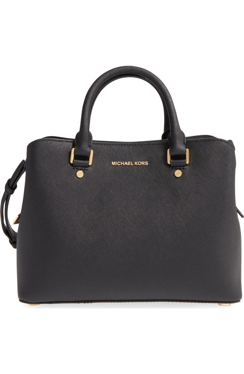 MICHAEL Michael Kors 'Medium Savannah' Leather Satchel, Main, color,