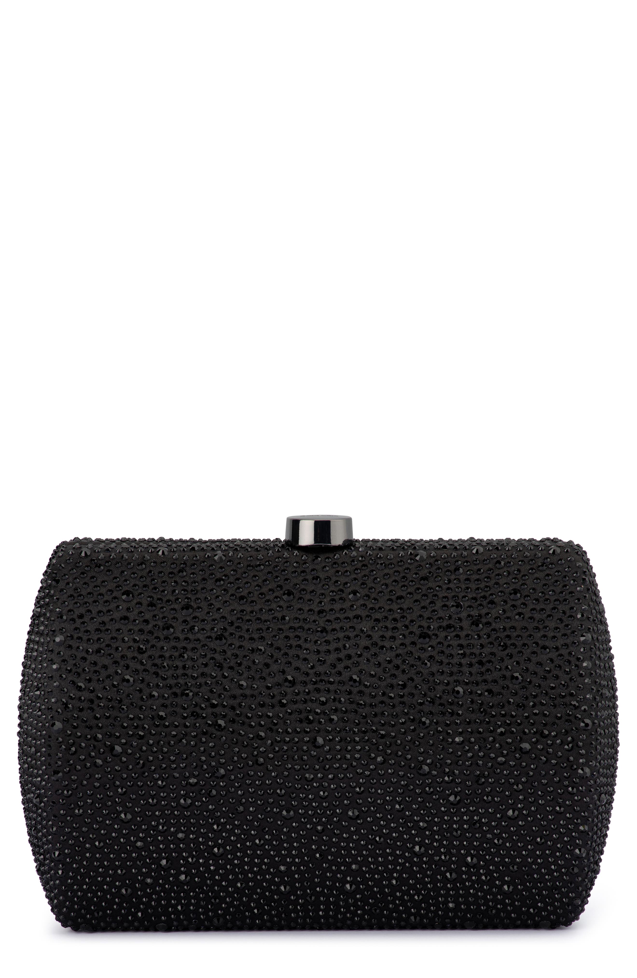 Olga Berg Carolina Crystal Frame Clutch, Main, color, Black