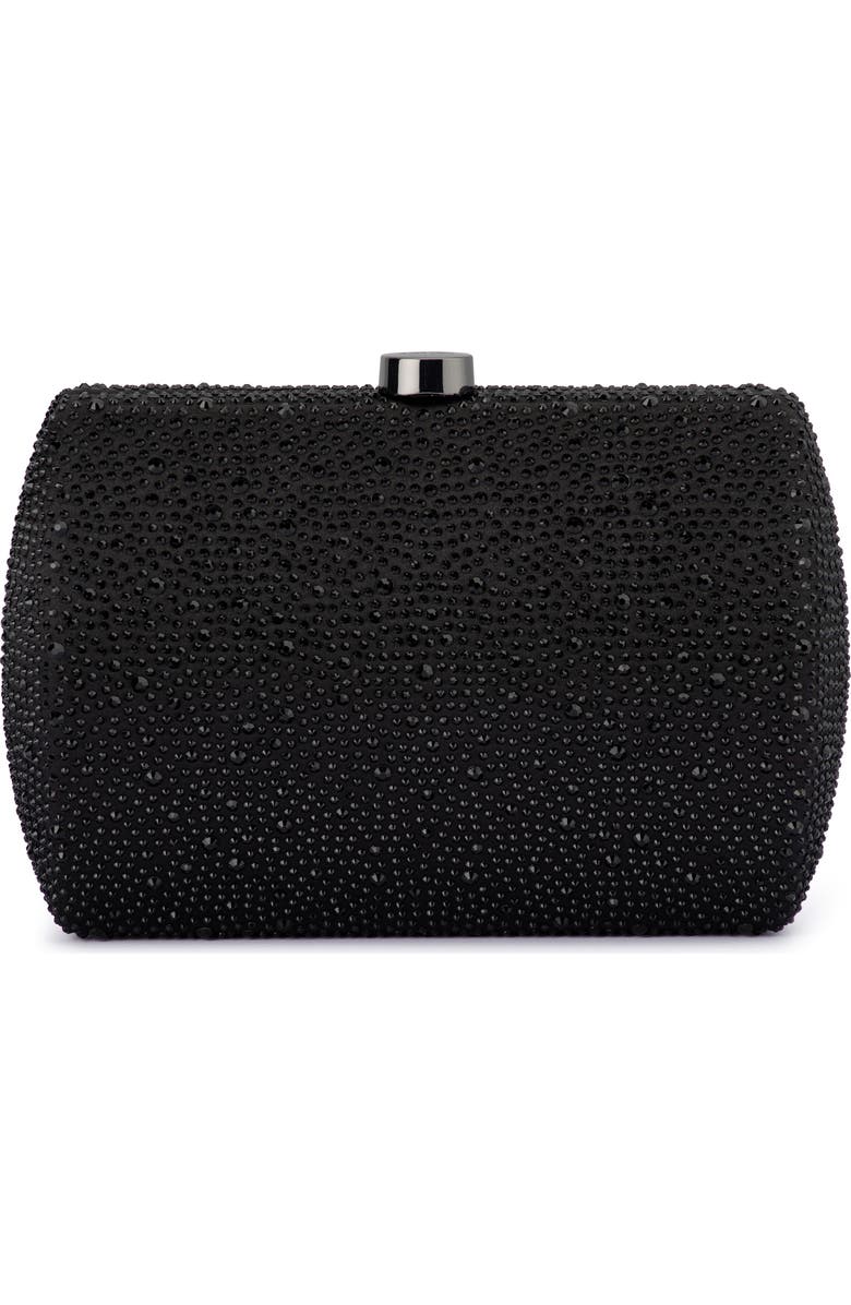 Olga Berg Carolina Crystal Frame Clutch, Main, color, Black