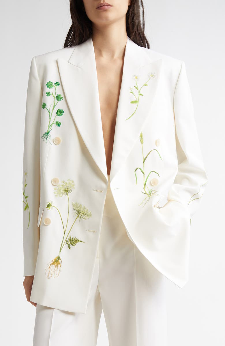 Stella McCartney Floral Embroidered Oversize Single Breasted Stretch Wool Blazer, Main, color, 