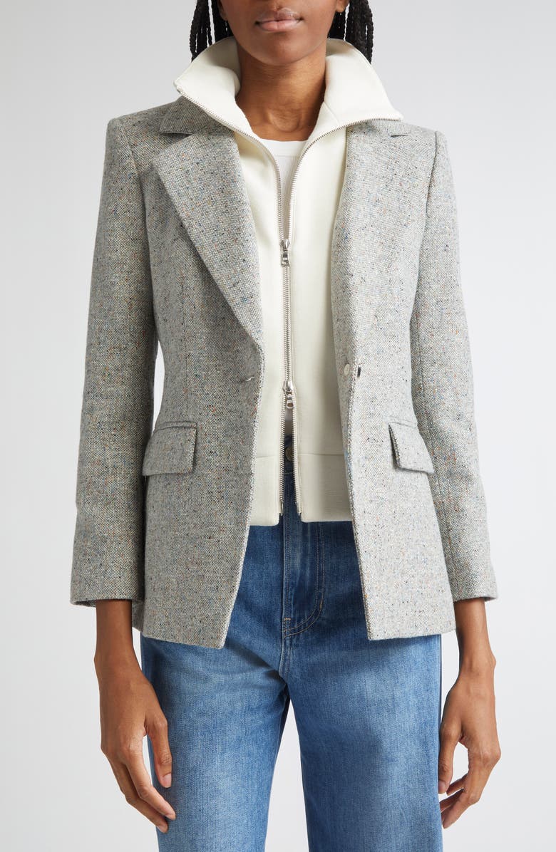 Veronica Beard Healy Donegal Tweed Dickey Jacket, Alternate, color, Antique Blue Melange