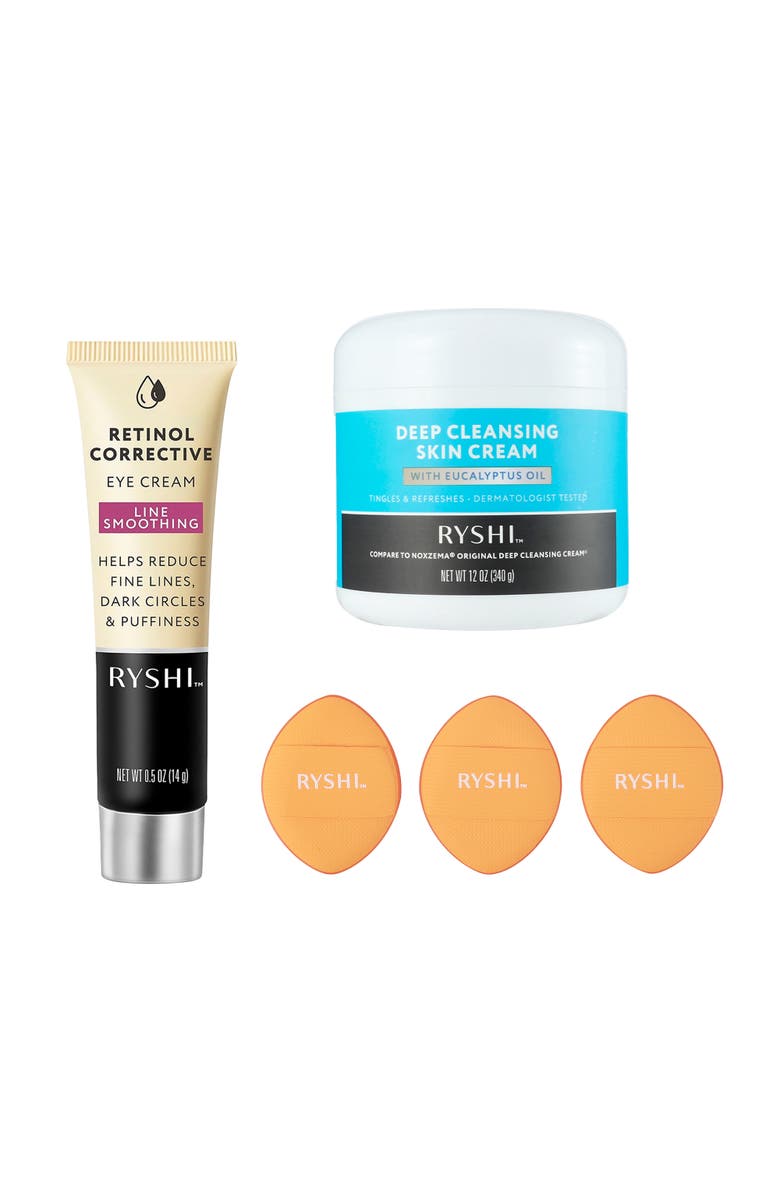 PURSONIC Complete Skincare & Beauty Bundle Retinol Corrective Eye Cream + Finger Beauty Blenders + Deep Cleansing Skin Cream, Main, color, Multicolor