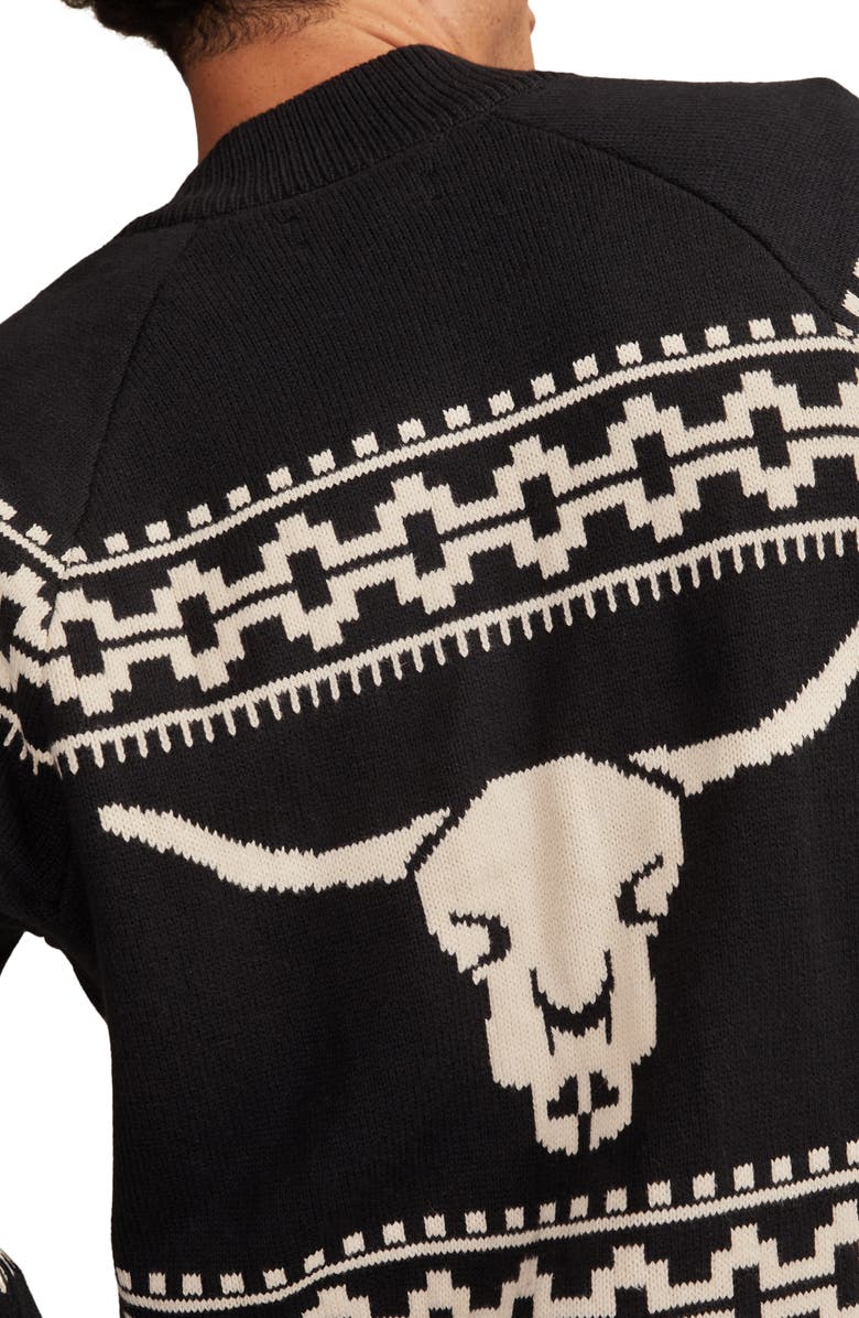 Lucky Brand Bull Front Zip Cardigan, Alternate, color, Caviar Multi