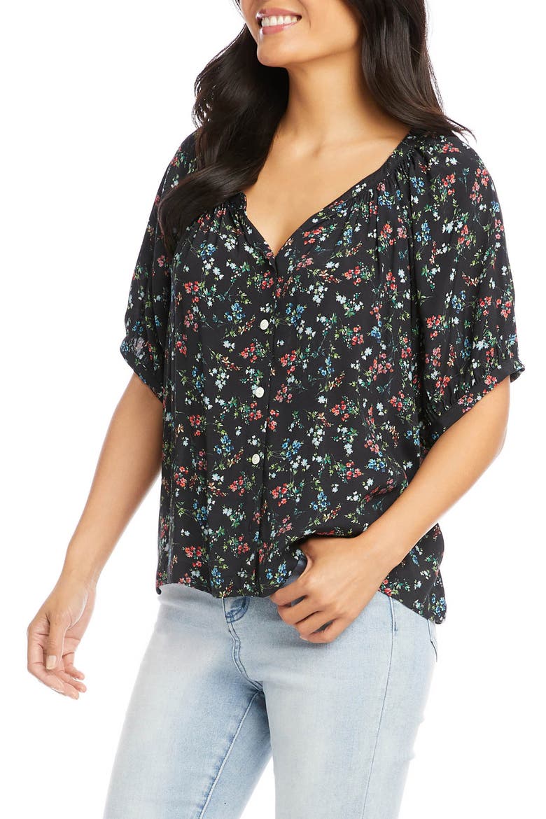 Print Short Sleeve Peasant Top, Alternate, color, PRINT