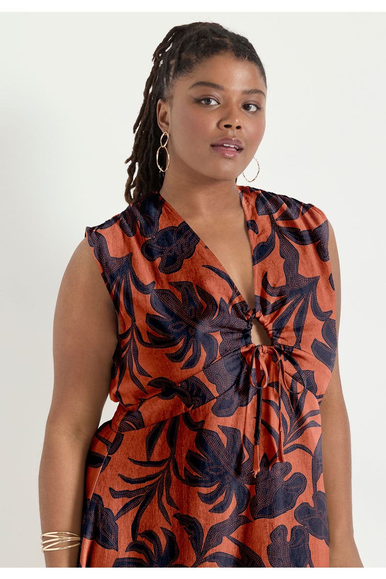 Empire Waist Midi Dress, Alternate, color, STITCHED FLORAL PICANTE
