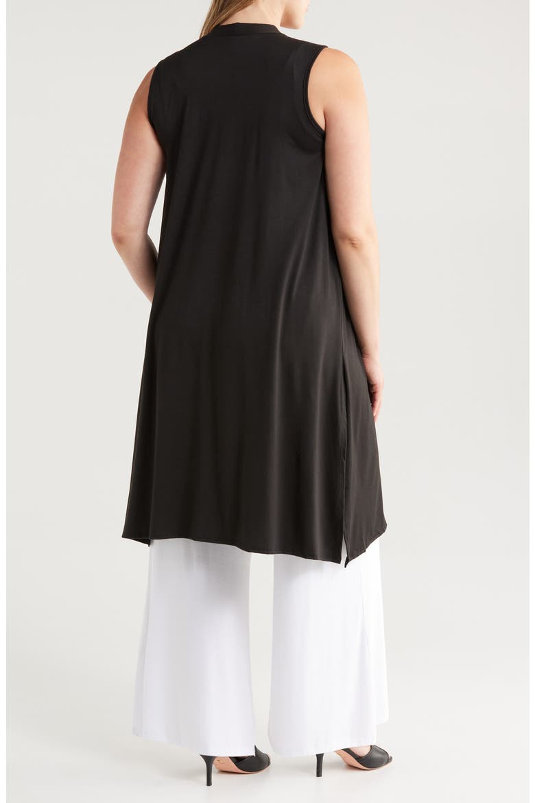 Open Front Long Vest, Alternate, color, BLACK
