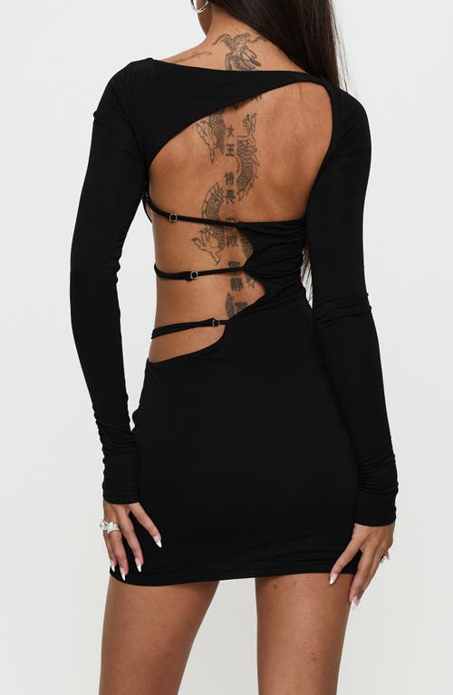 Princess Polly Rowin Cutout Long Sleeve Minidress In Black