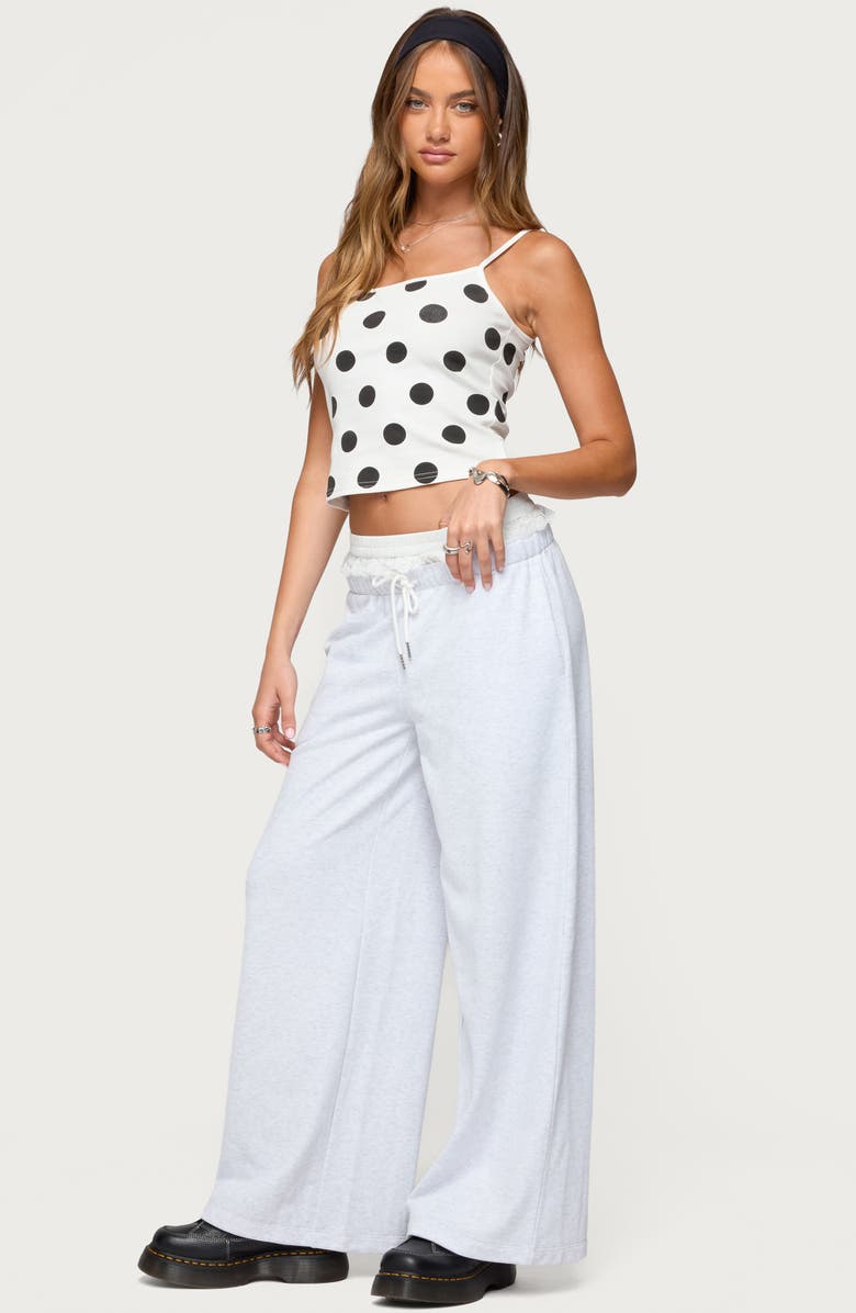 EDIKTED Lynne Polka Dot Cotton Camisole, Alternate, color, White
