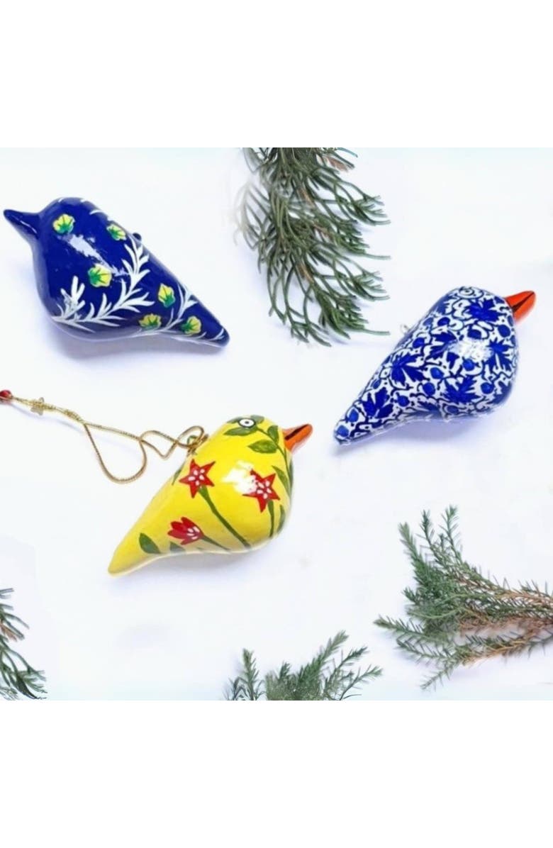 Mela Artisans Christmas Tree Ornaments - Doves - Set of 3, Main, color, Multi