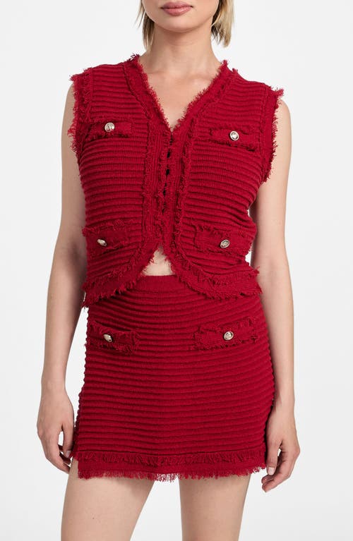Guess Malina Bouclé Ottoman Stitch Vest In Red