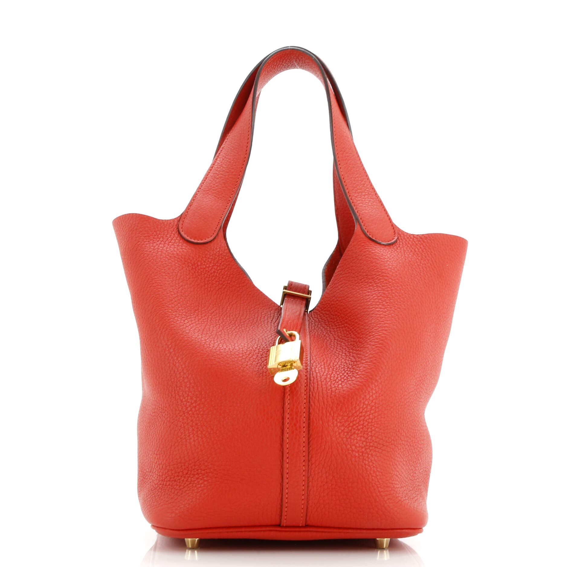 Pre-Owned Hermes Picotin Lock Bag Clemence MM, Main, color, Rouge Tomate
