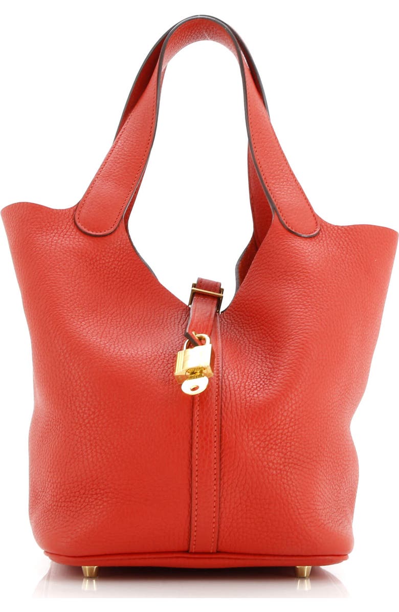 Pre-Owned Hermes Picotin Lock Bag Clemence MM, Main, color, Rouge Tomate