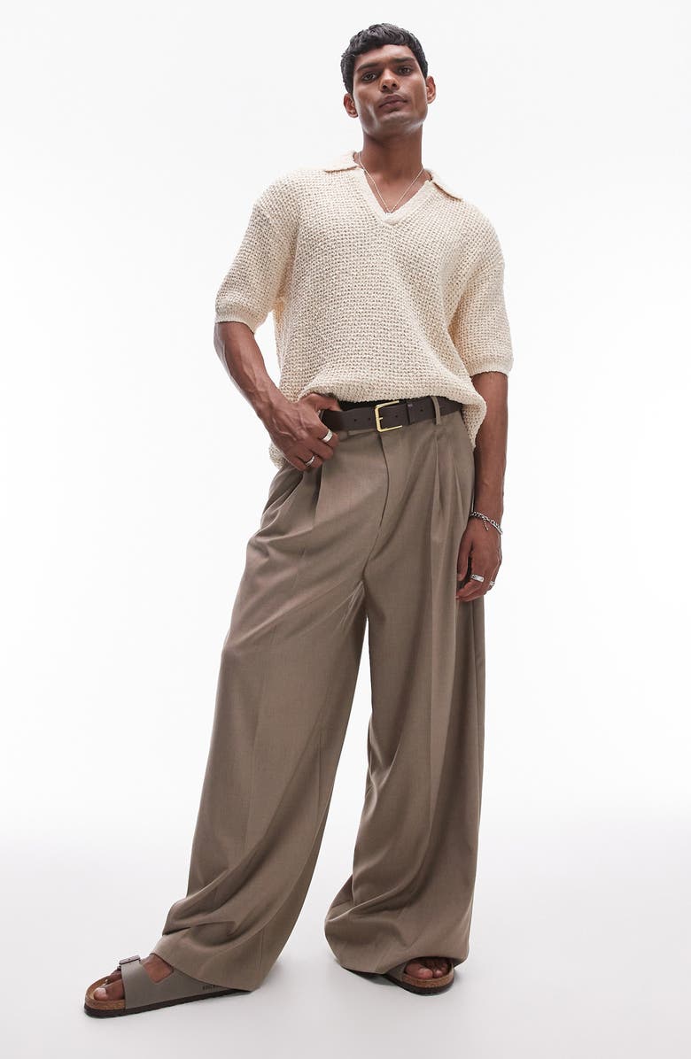 Topman Johnny Collar Textured Cotton Polo, Alternate, color, 