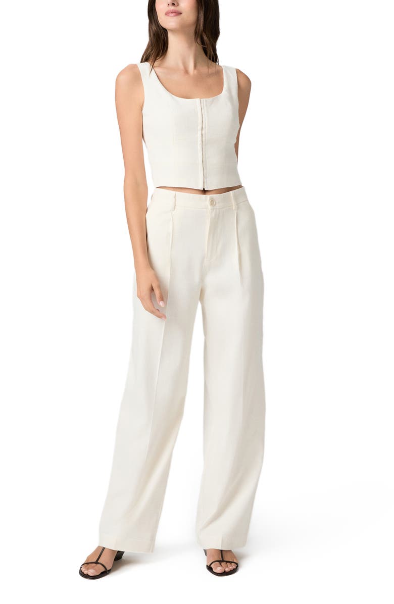 PAIGE Westin Pleated Straight Leg Pants, Alternate, color, Bone