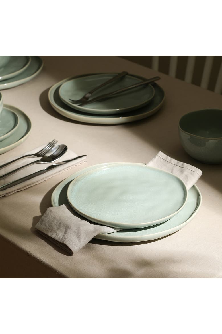 Mirella Stoneware 4-Piece Dinner Plate Set, Alternate, color, Light Green