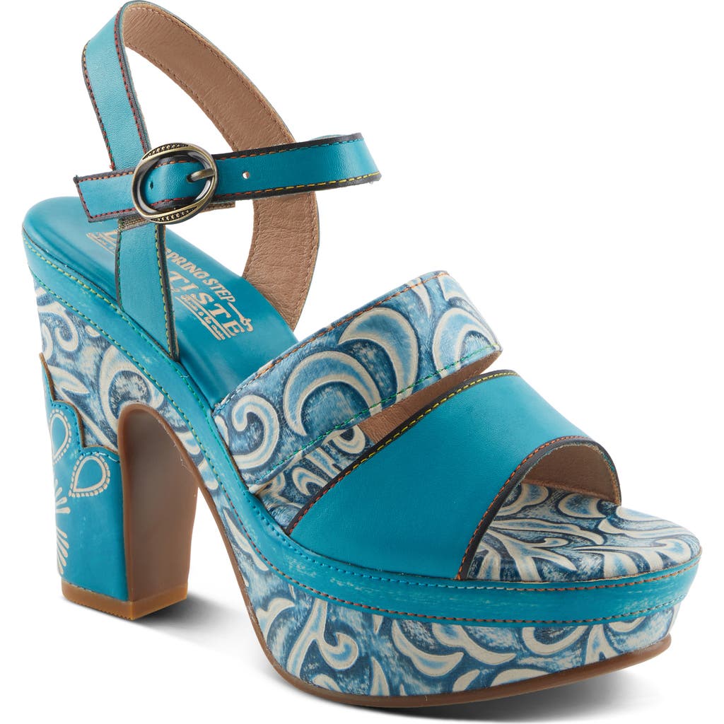 L'artiste By Spring Step Hotstrut Platform Sandal In Turquoise Multi
