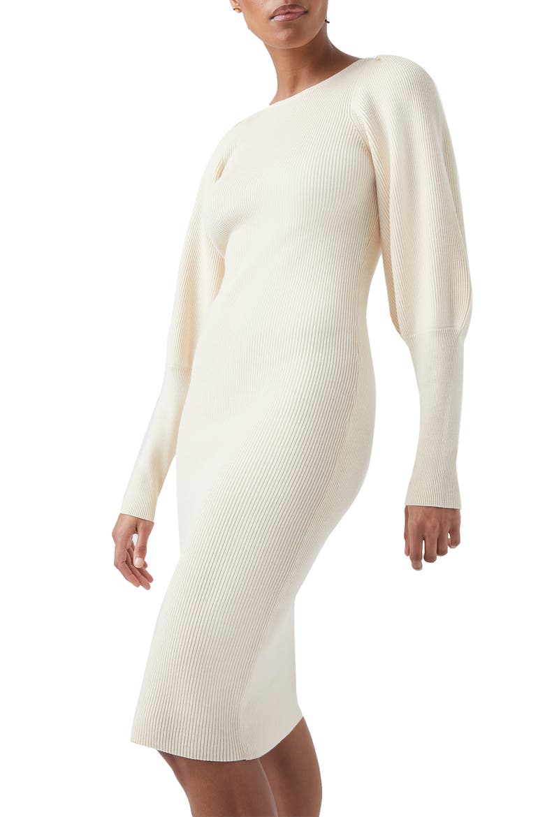 Joss Knit Midi Dress, Alternate, color, ECRU