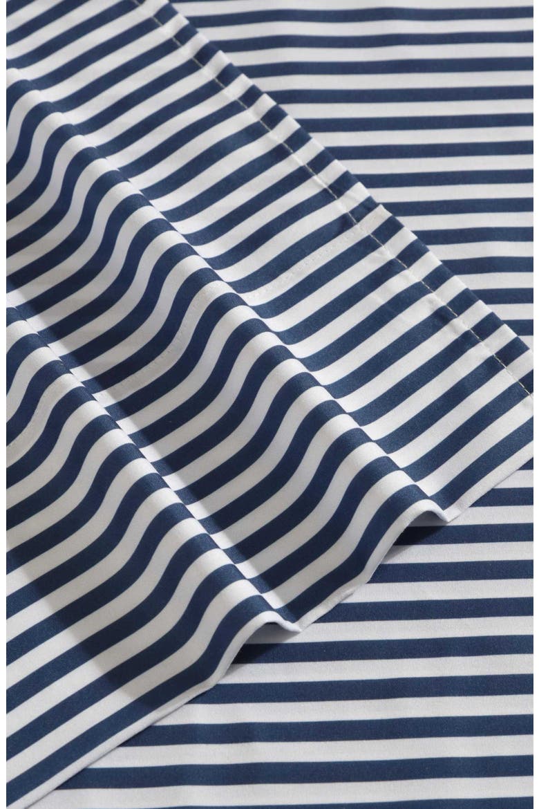 Vivid Stripe Microfiber Sheet Set, Alternate, color, WHITE/ MOON BLUE