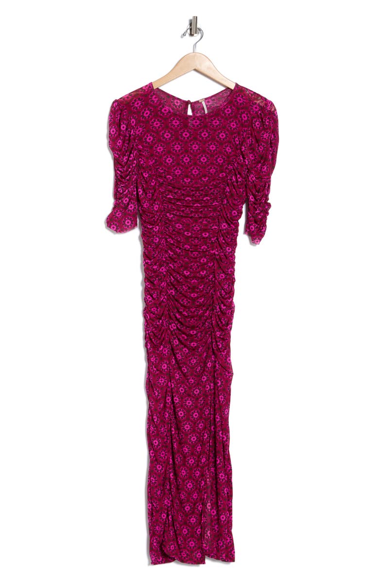 Free People Briella Floral Side Slit Dress, Alternate, color, Fuchsia Combo