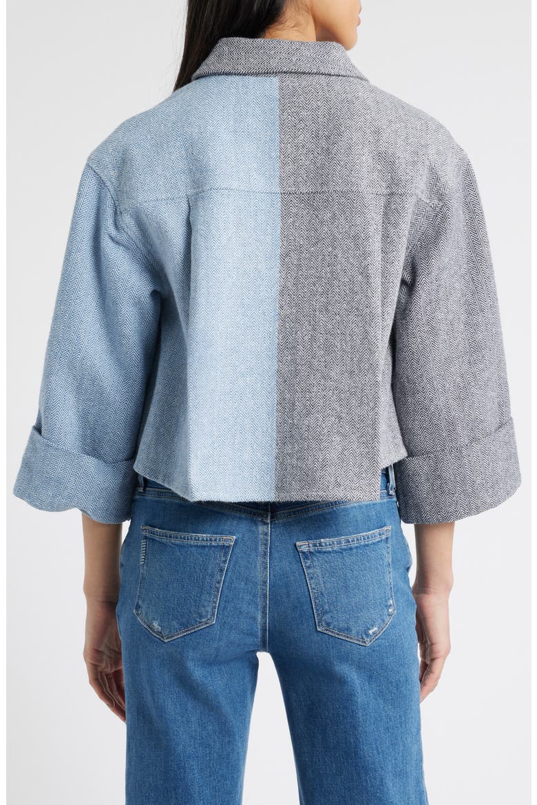 Contrast Cuffed Shirt, Alternate, color, BLACK/ BLUE SHADOW