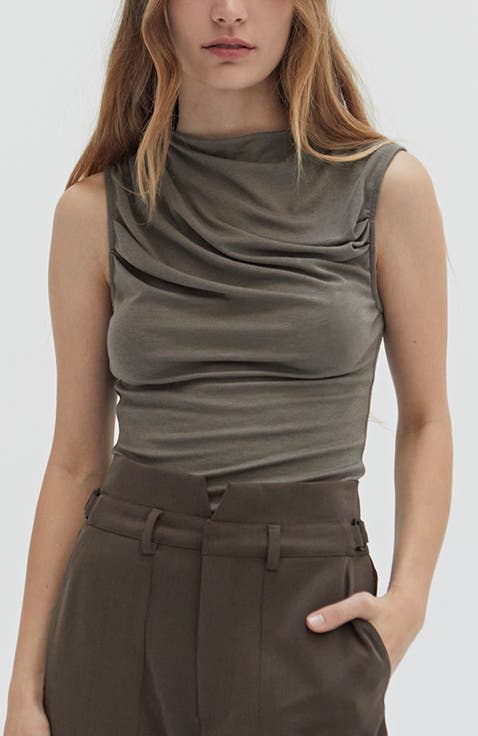 Sleeveless Shirred Knit Top