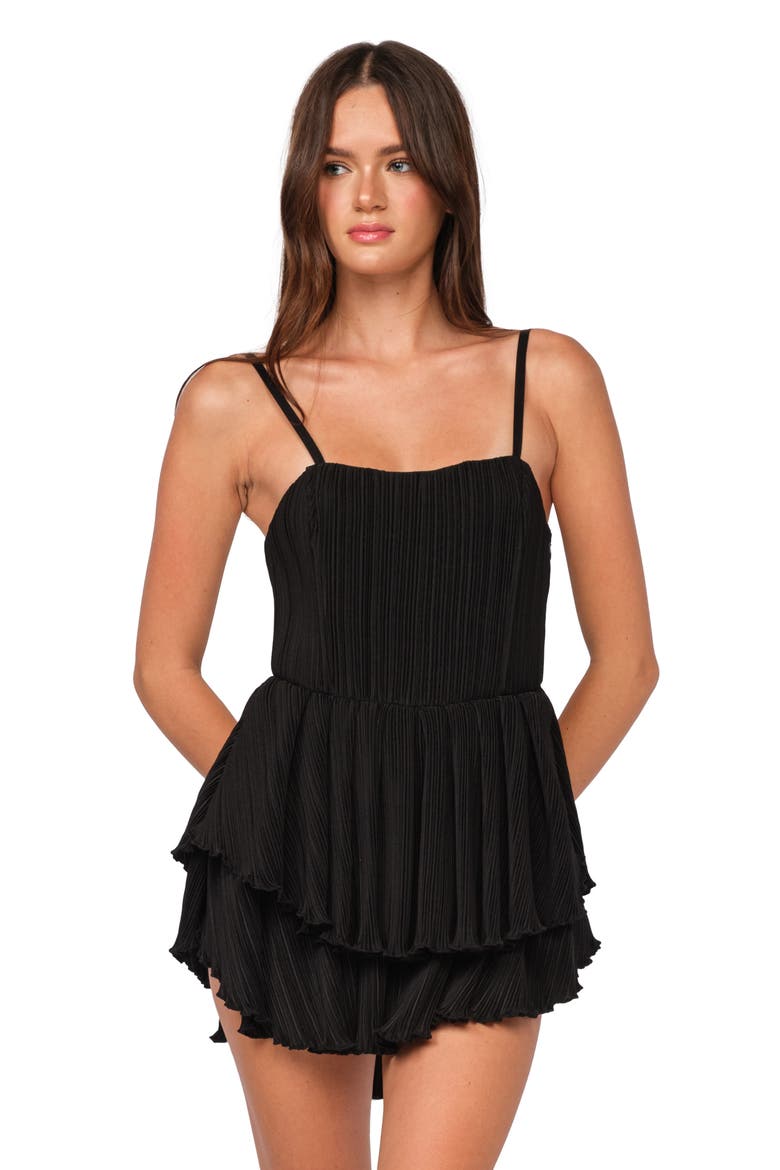 Plissé Ruffle Minidress, Alternate, color, BLACK