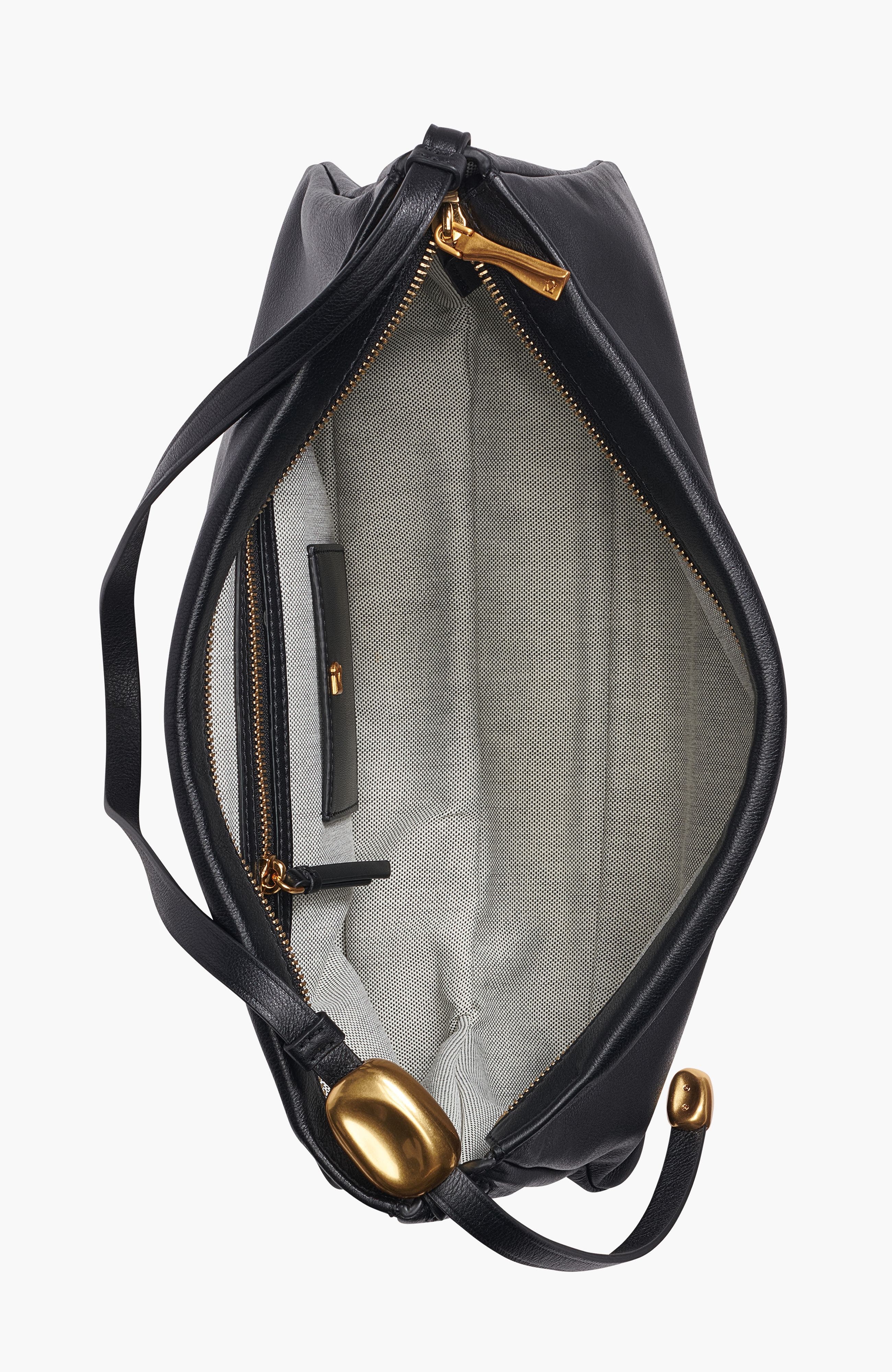 Velvet Large Shoulder Bag, Alternate, color, Black/Gold