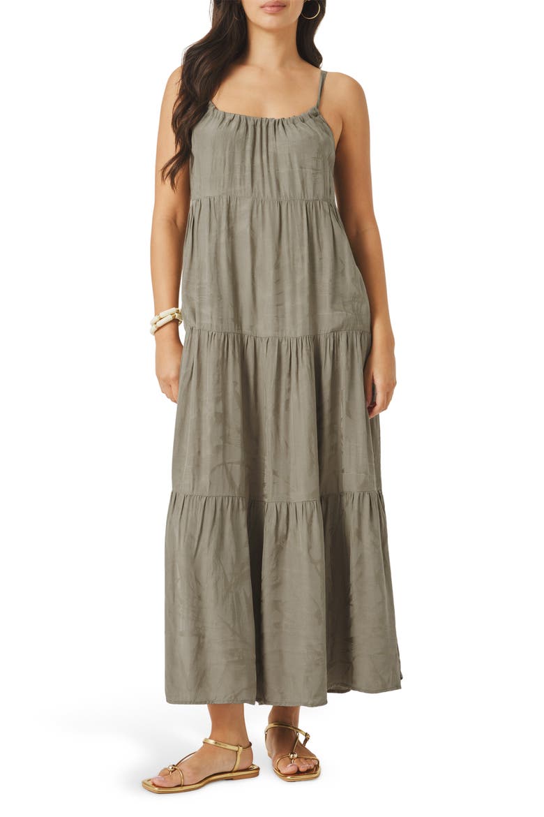 Maven Leaf Print Maxi Dress, Alternate, color, SOFT GREEN