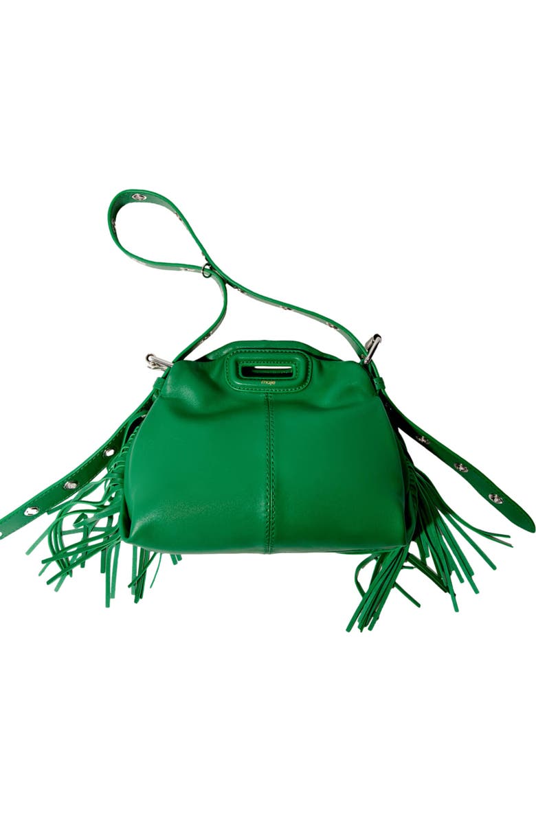 maje Plain leather mini Miss M bag, Alternate, color, Green