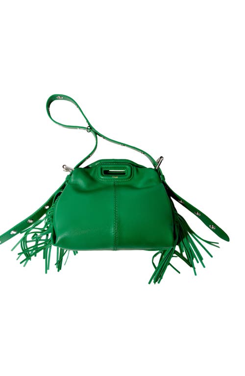 Maje Womens Miss M Mini Logo-embossed Leather Shoulder Bag Verts In Green
