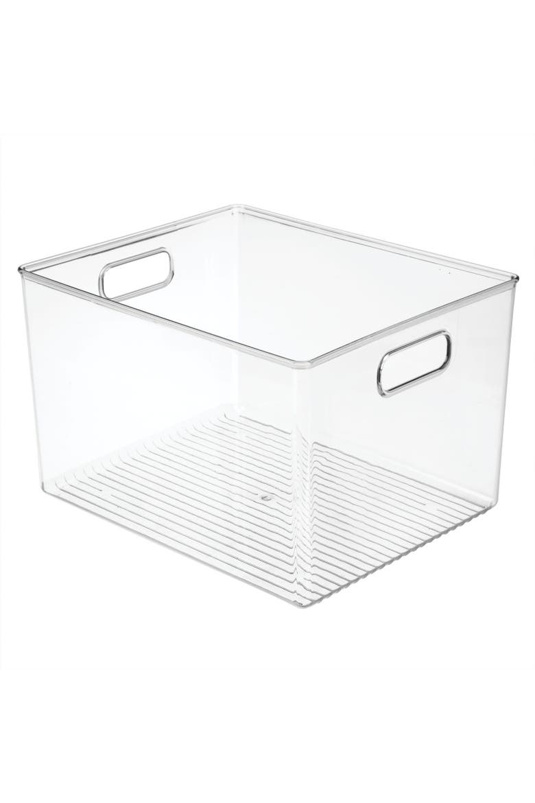 Large Plastic Closet Storage Organizer Container Bin with Handles, Main, color, Clear