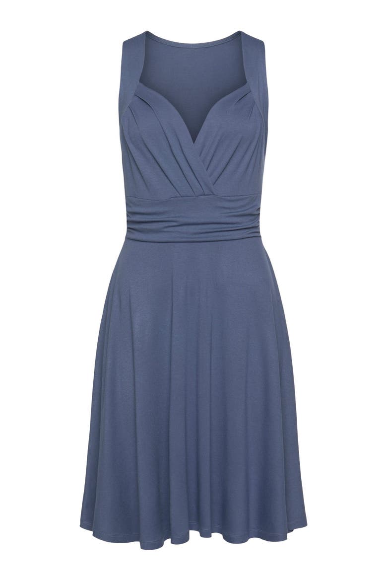 Sleeveless Wrap Look Dress, Alternate, color, Smokey Blue