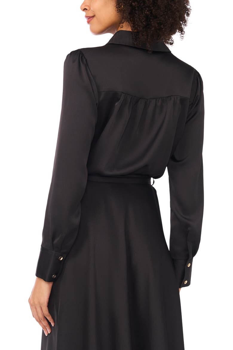 Isabelle Long Sleeve Belted Shirtdress, Alternate, color, RICH BLACK