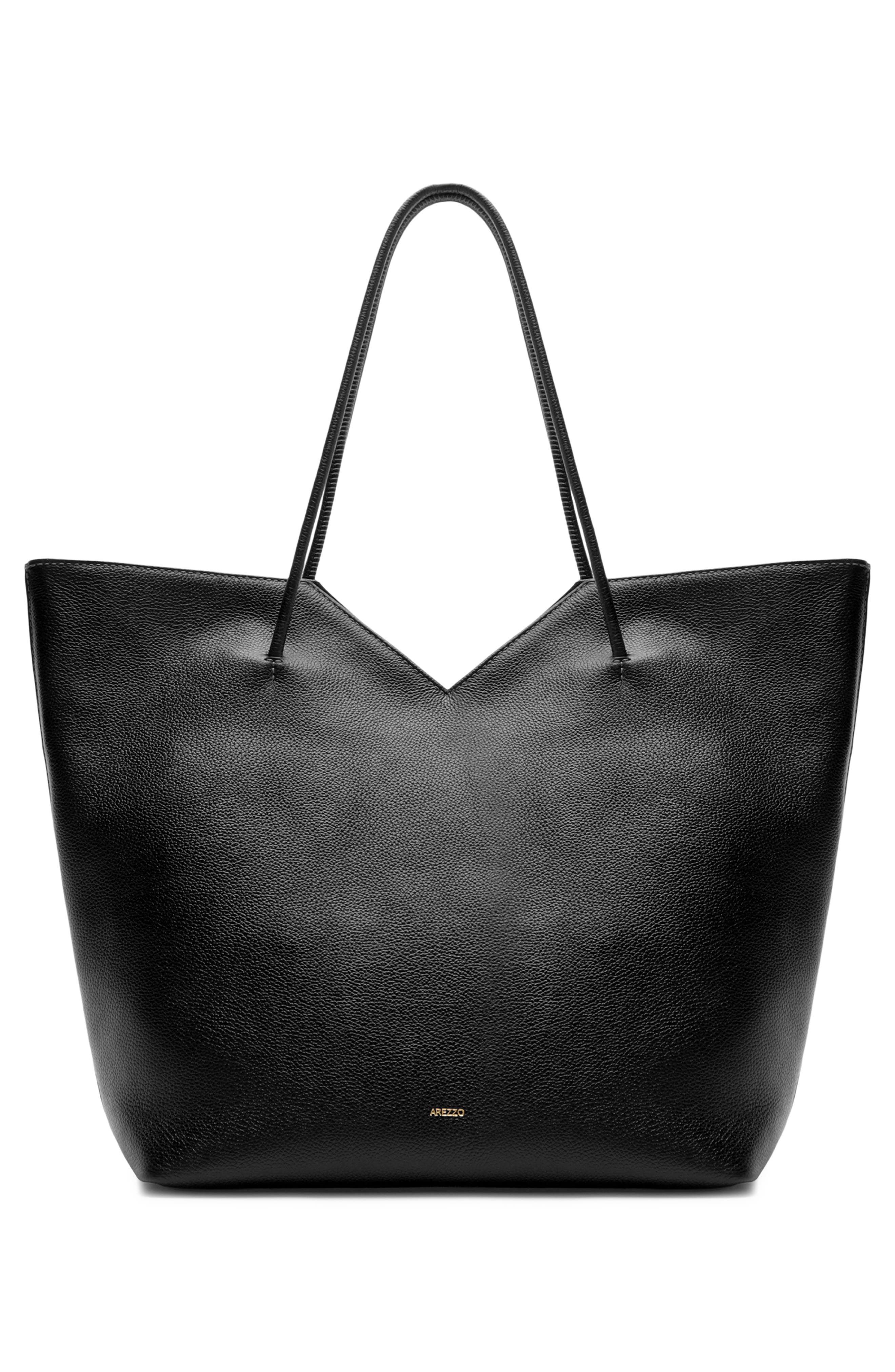 Sarah Large Leather Tote, Alternate, color, BLACK