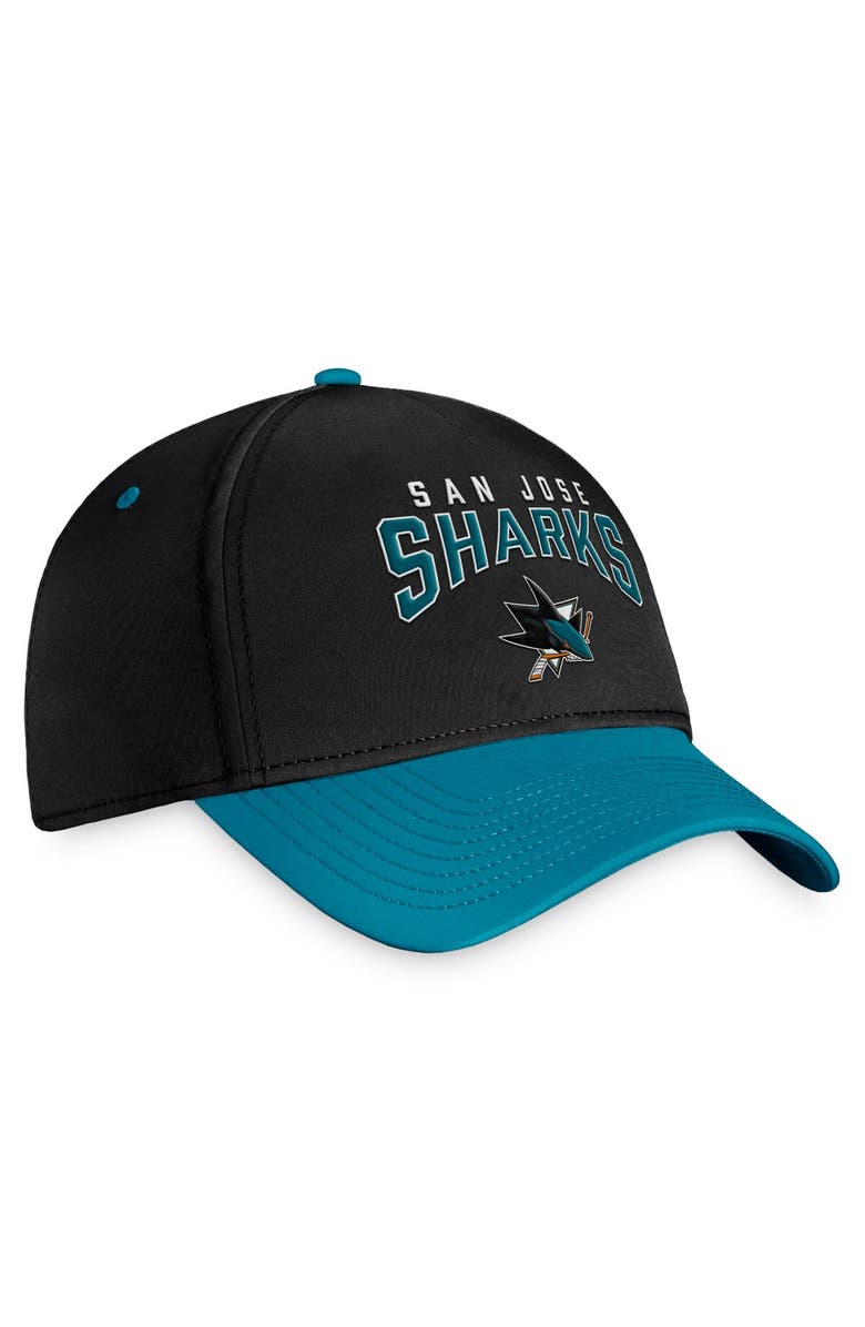 FANATICS Men's Fanatics Branded Black/Teal San Jose Sharks Fundamental 2-Tone Flex Hat, Alternate, color, 
