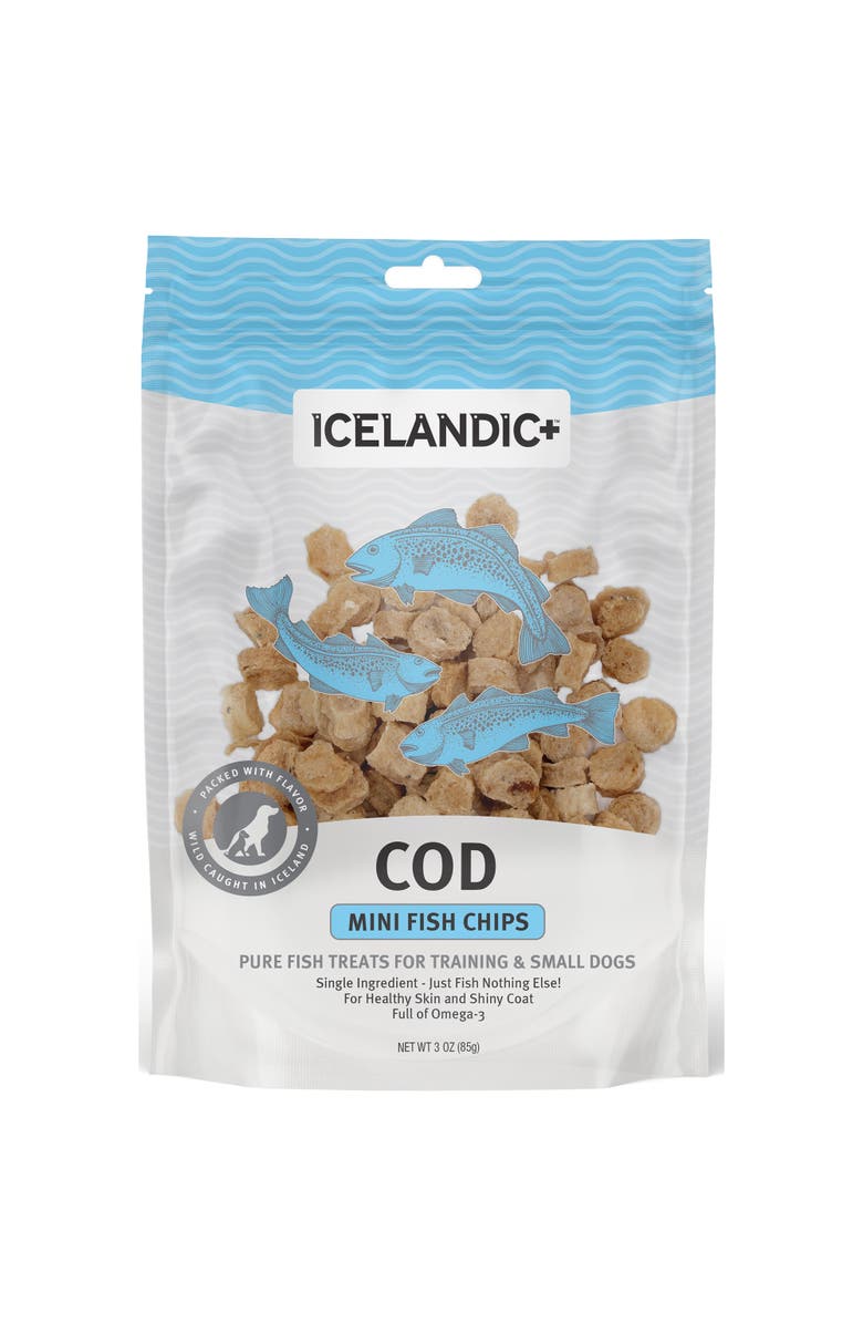 ICELANDIC+ Mini Cod Fish Chips Training Dog Treat 2.5Oz Bag, Main, color,