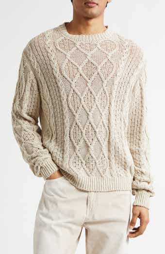 Aran Cable Knit Cotton & Linen Sweater