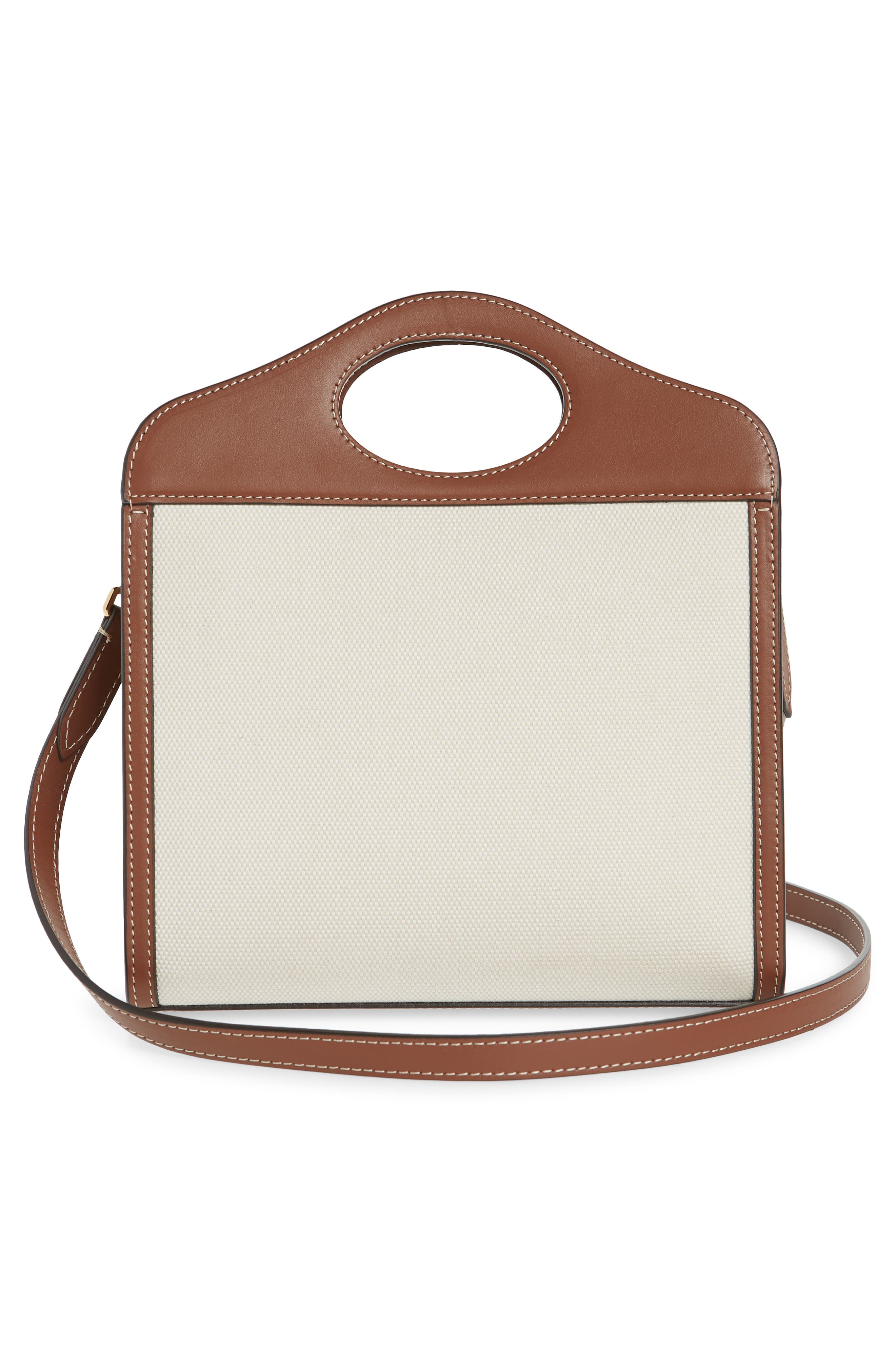 Burberry Mini Two-Tone Canvas & Leather Pocket Bag, Alternate, color, 