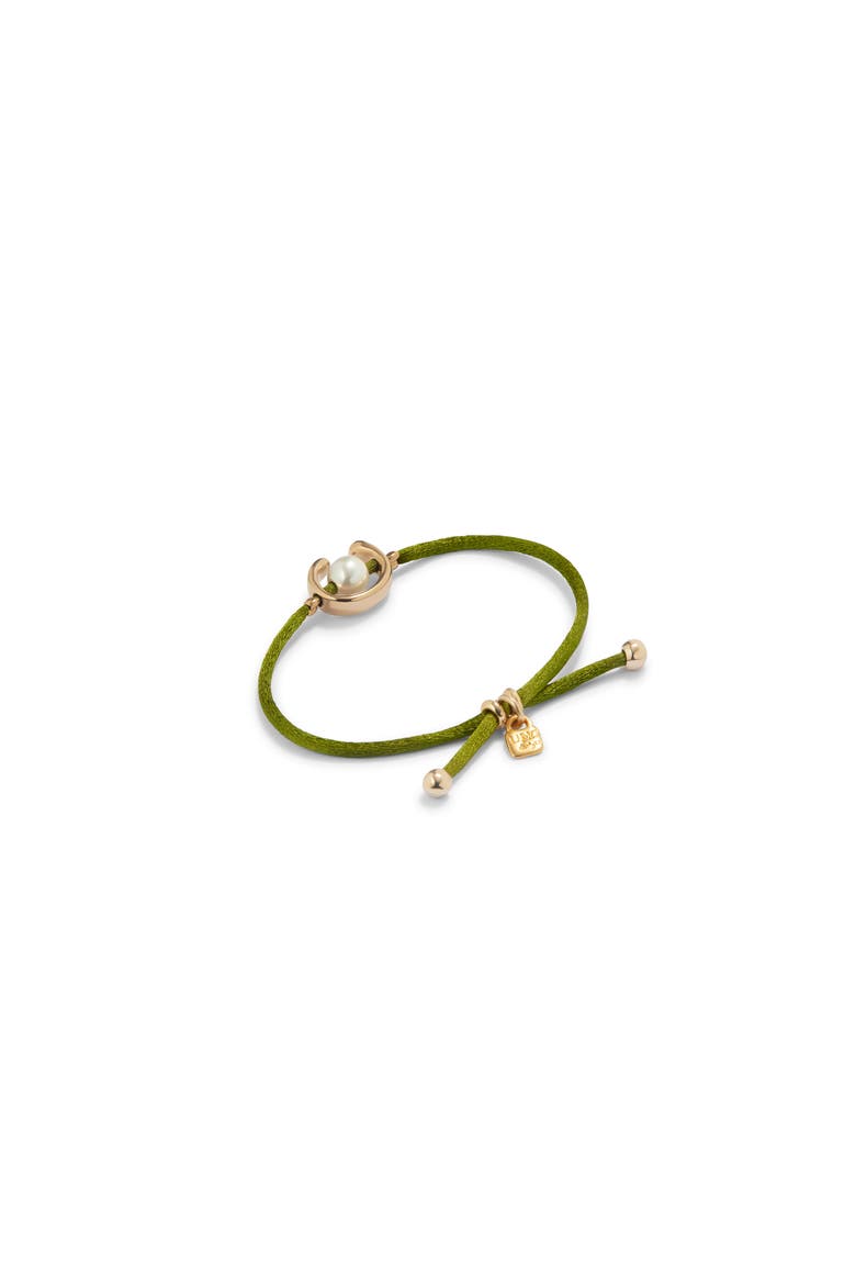 Green Thread Gold-plated Pearl Shell Bracelet, Alternate, color, Gold