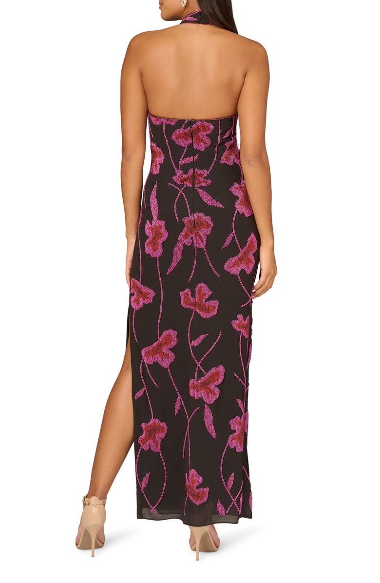 Aidan Mattox by Adrianna Papell Beaded Halter Midi Dress, Alternate, color, 