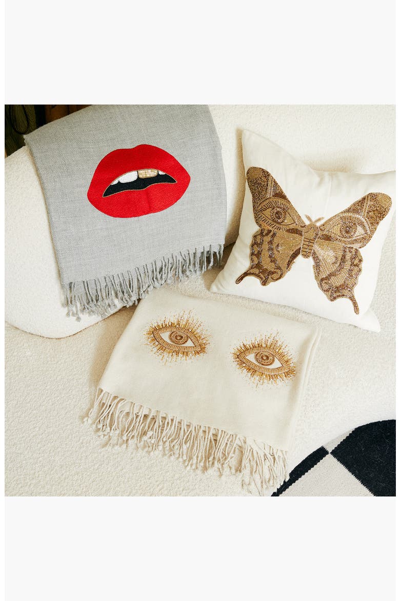 Muse Butterfly Pillow, Alternate, color, Ivory / Gold