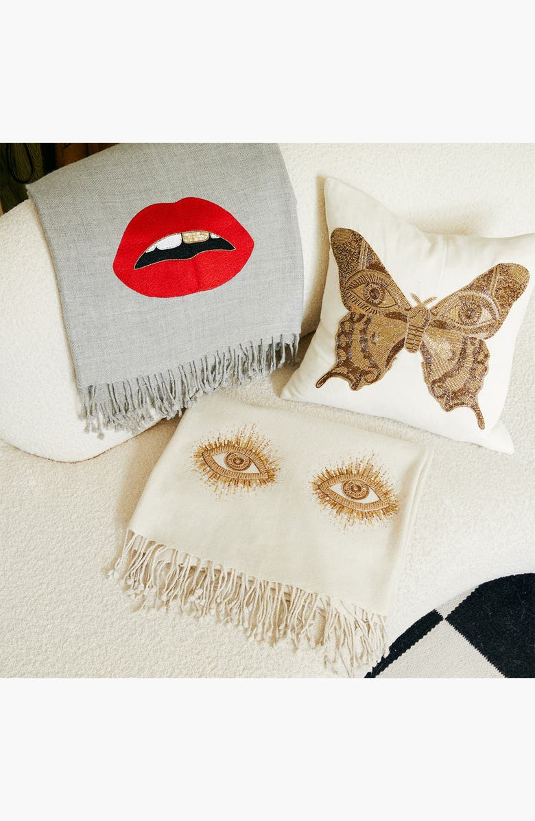 Jonathan Adler Muse Butterfly Pillow, Alternate, color, Ivory / Gold