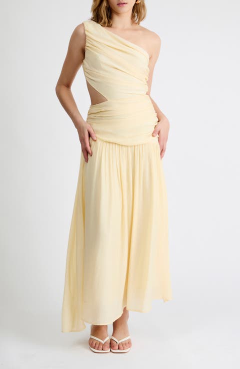 Delilah One-Shoulder Cutout Detail Draped Maxi Dress
