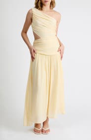 Extro & Vert Delilah One-Shoulder Cutout Detail Draped Maxi Dress