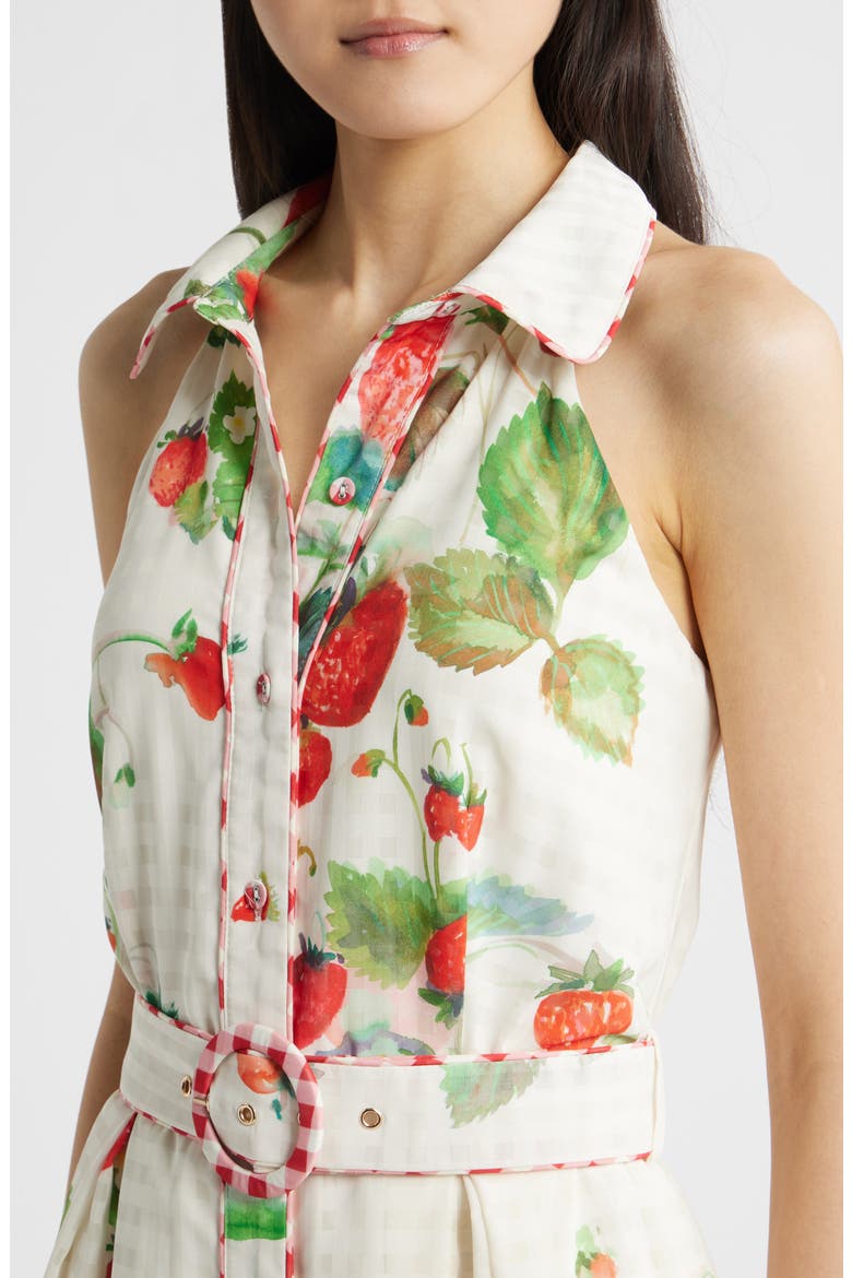 Katerina Strawberry Print Sleeveless Shirtdress, Alternate, color, OFF WHITE MULTI