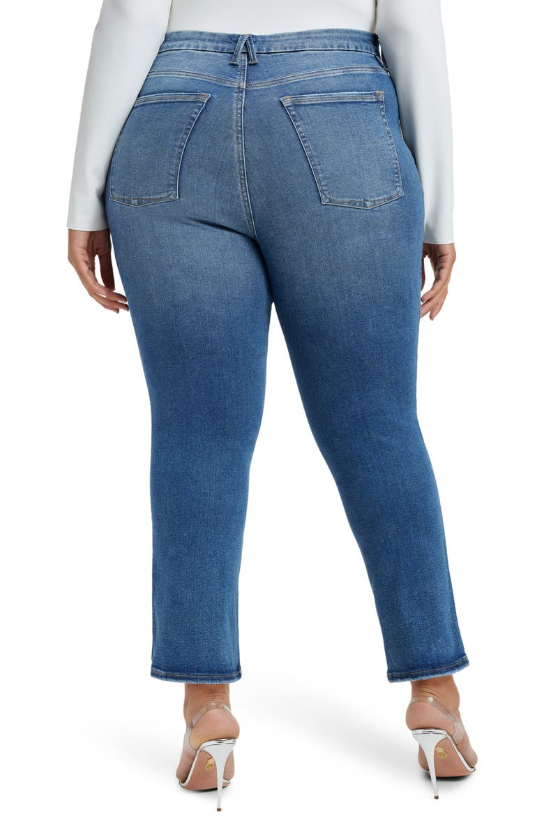 Good American Pull-On Straight Leg Jeans, Alternate, color, Indigo490