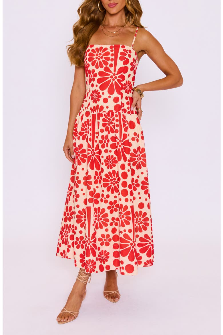 Meadows Sleeveless Fit & Flare Maxi Dress, Alternate, color, CREAM/ RED